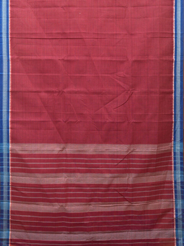 Red Narayanpet Cotton Handloom Saree with Checks Design No Blouse np0689