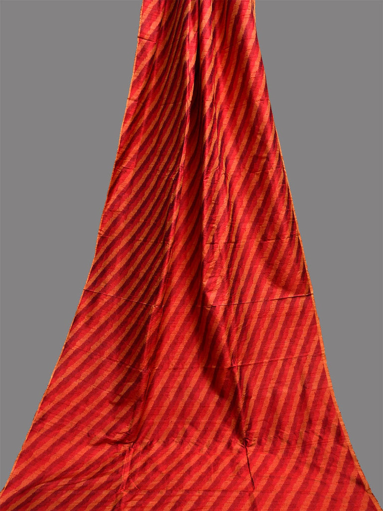 Red Pochampally Ikat Raw Silk 2.5mts Fabric with Diagonal Design f0277