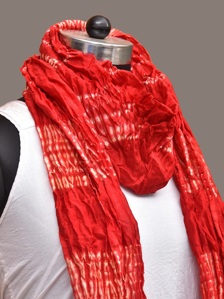 Red Shibori Silk Handloom Stole with Geometrical Design ds3339