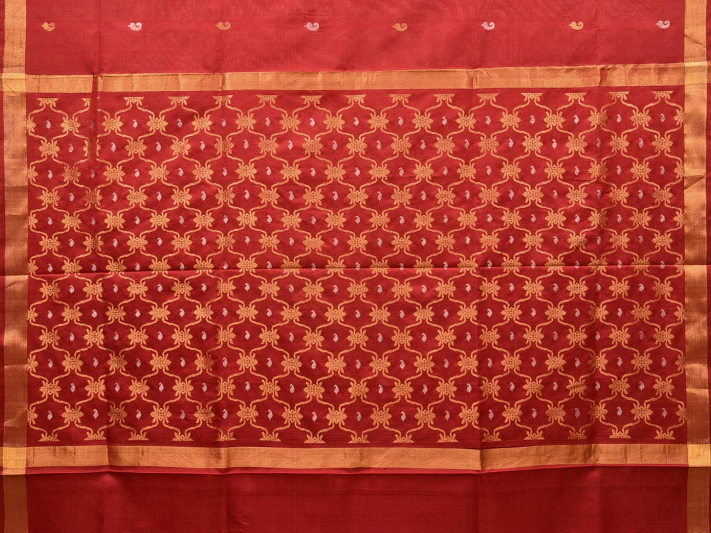 Red Uppada Silk Handloom Saree with Grill Pallu Design u2009