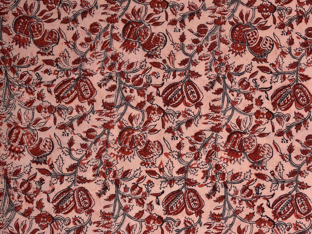 Rust Kanchipuram Cotton Plain Saree with Strips Pallu Design and Kalamkari Blouse k0994