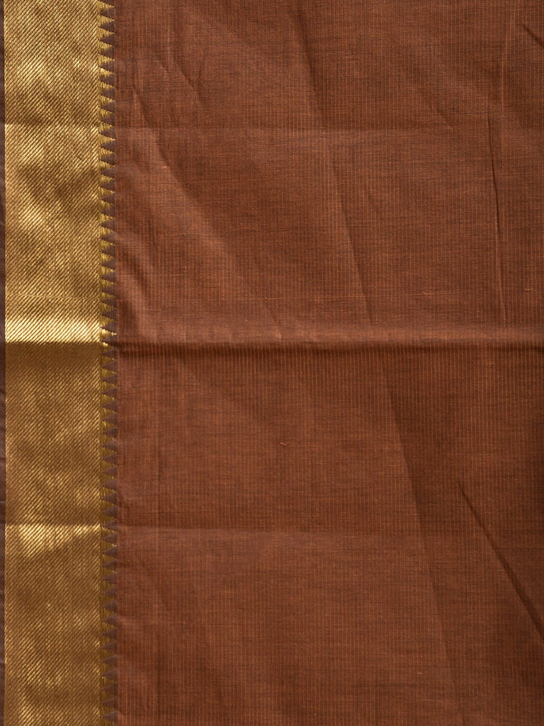 Rust Mangalgiri Cotton Handloom Saree with Strips and Small Temple Border Design No Blouse mn0121