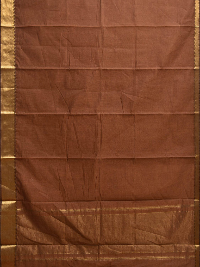 Rust Mangalgiri Cotton Handloom Saree with Strips and Small Temple Border Design No Blouse mn0121