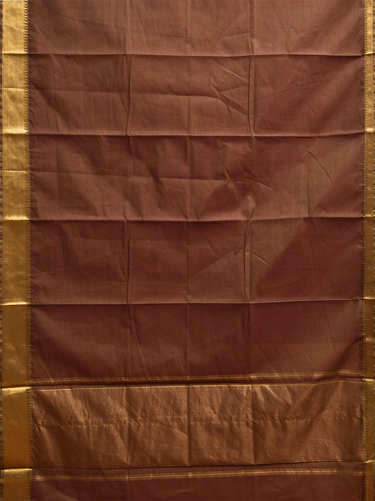 Rust Mangalgiri Cotton Handloom Saree with Strips and Small Temple Border No Blouse mn0109
