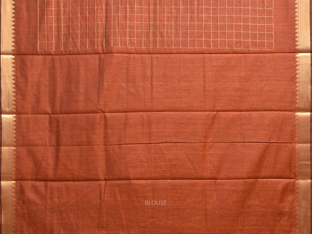 Rust Mangalgiri Cotton Viscose Saree with Big Checks Design mn0140