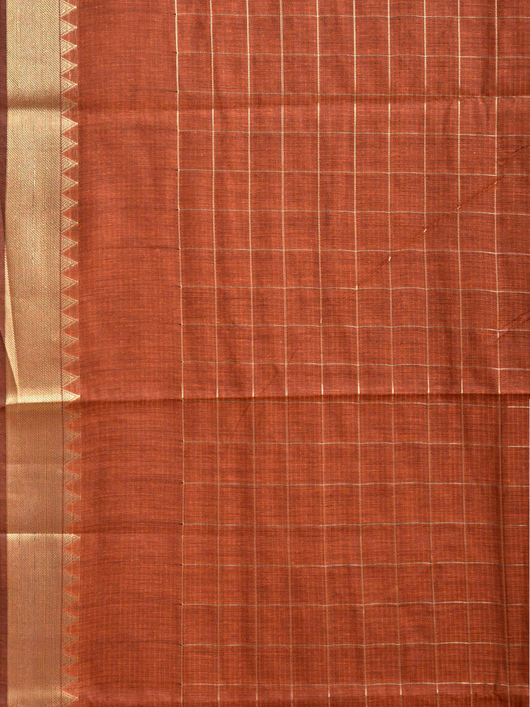 Rust Mangalgiri Cotton Viscose Saree with Big Checks Design mn0140