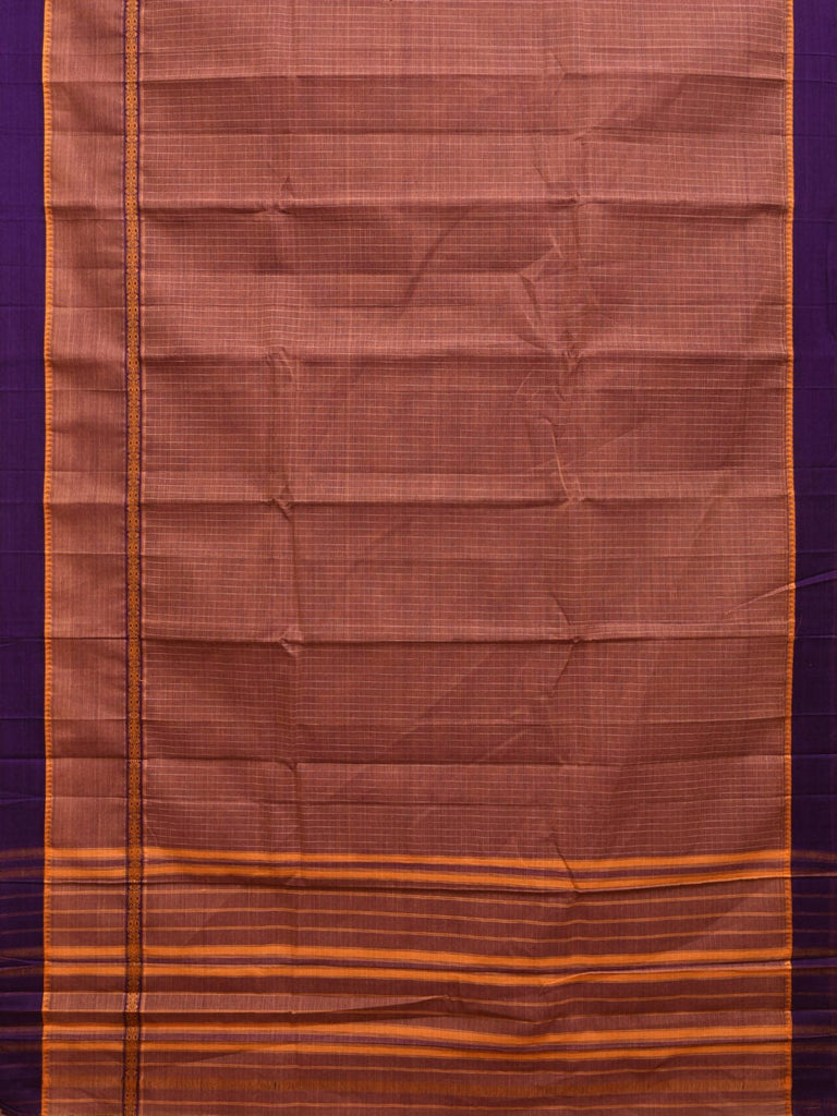 Rust Narayanpet Cotton Handloom Saree with One Side Big Border Design No Blouse np0841