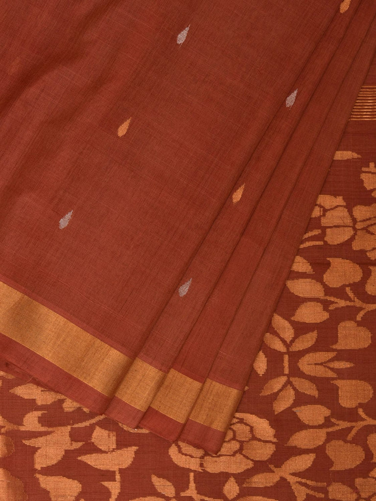 Rust Uppada Cotton Handloom Saree with Floral Pallu Design u2218