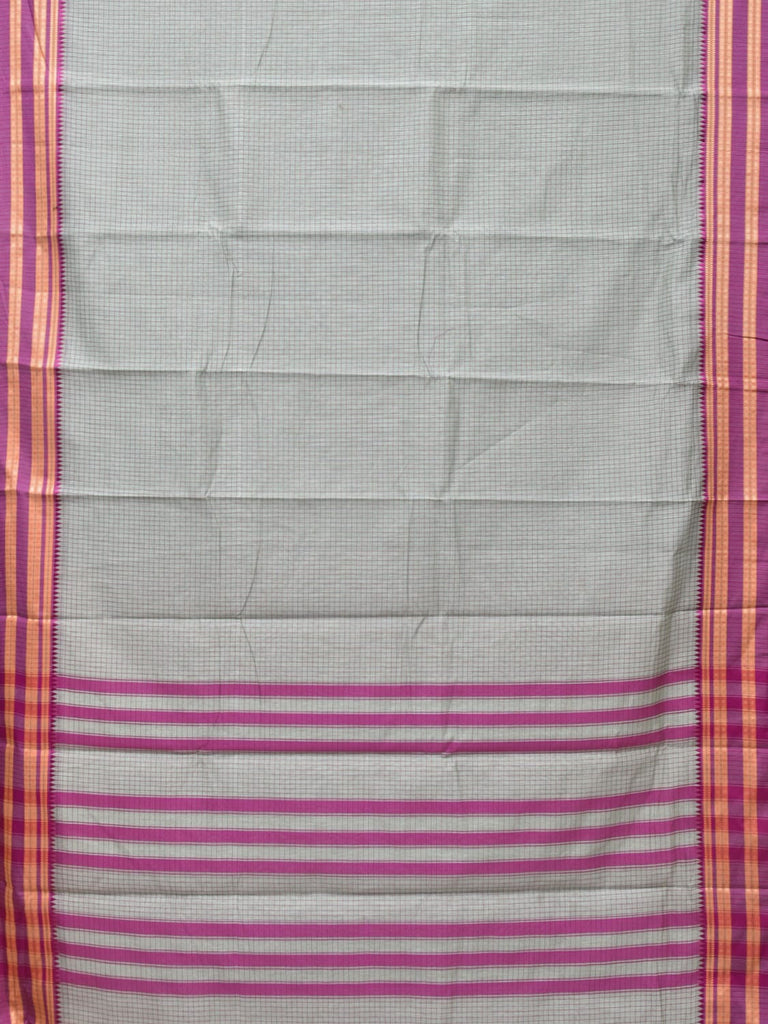 Sea Blue and Purple Bamboo Cotton Saree with Checks Design No Blouse bc0162