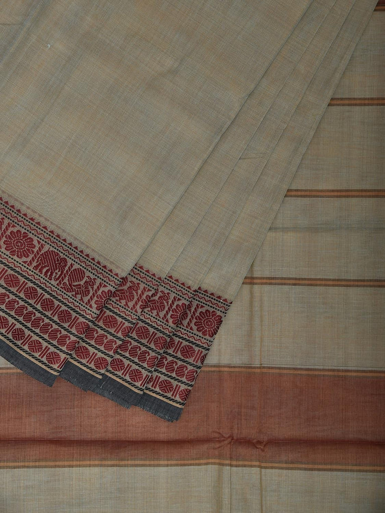 Sea Blue Kanchipuram Cotton Saree with Strips Pallu and Border Design k0870