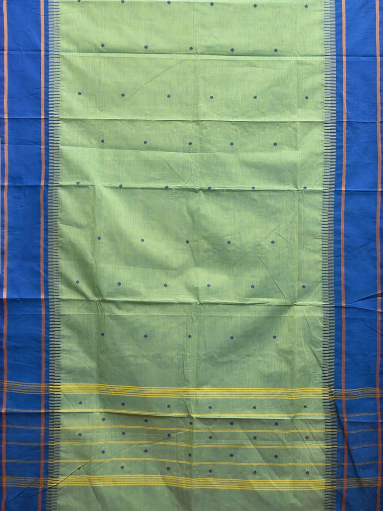 Sea Green and Blue Kanchipuram Cotton Saree with Strips Pallu Design k0796