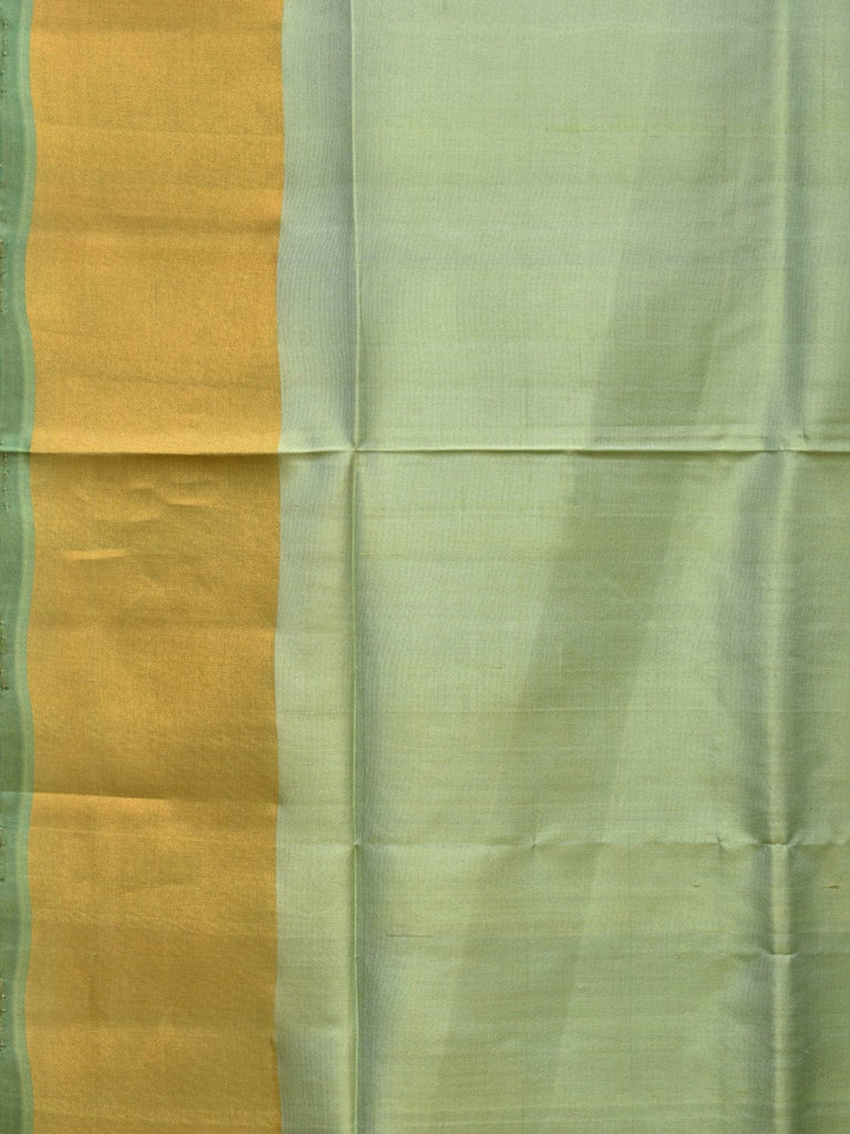 Sea Green and Light Green Uppada Silk Handloom Plain Saree with Contrast Pallu Design u2206