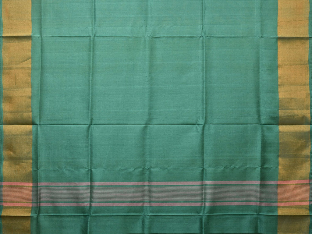 Sea Green and Light Green Uppada Silk Handloom Plain Saree with Contrast Pallu Design u2206
