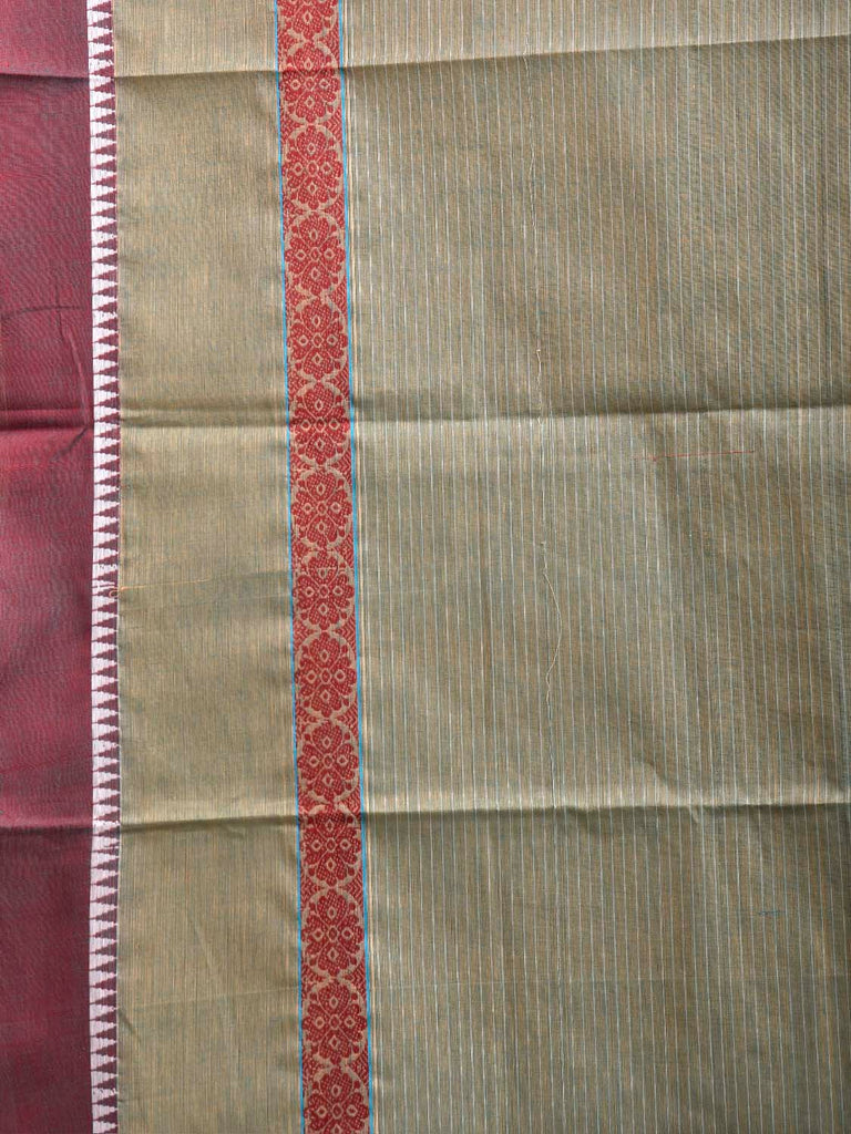 Sea Green and Maroon Narayanpet Cotton Handloom Saree with Strips Design No Blouse np1347