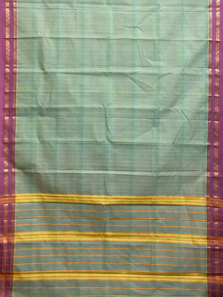 Sea Green and Purple Narayanpet Cotton Handloom Saree with Strips Pallu Design No Blouse np1143