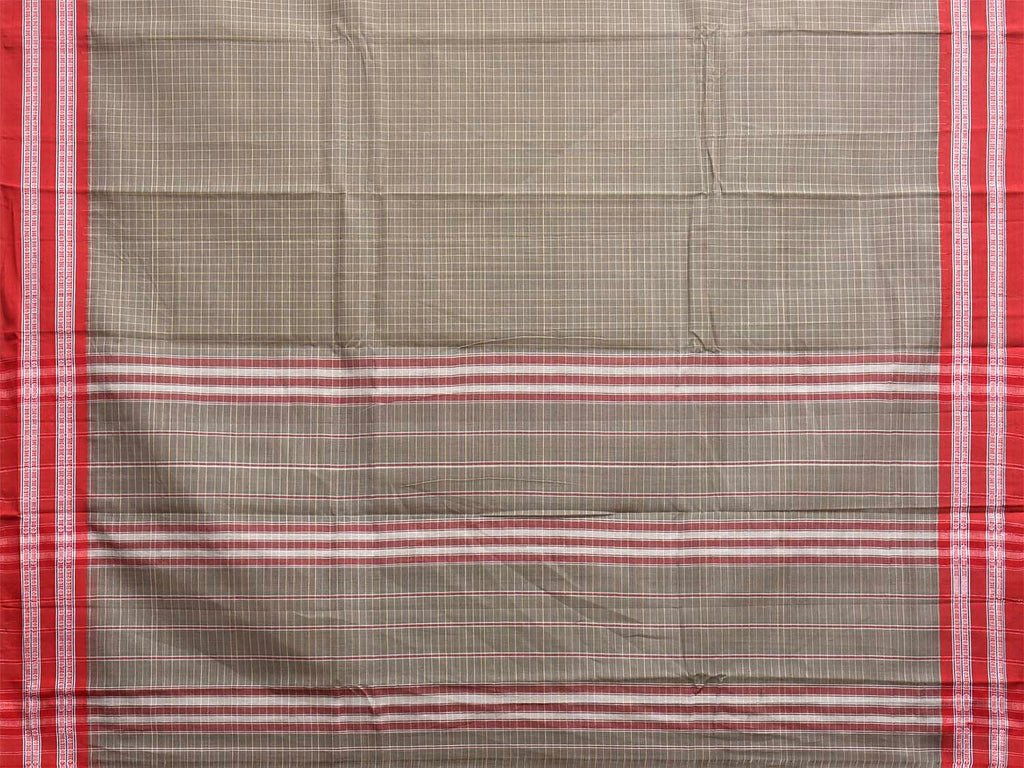 Sea Green and Red Narayanpet Cotton Handloom Saree with Checks Design No Blouse np1378