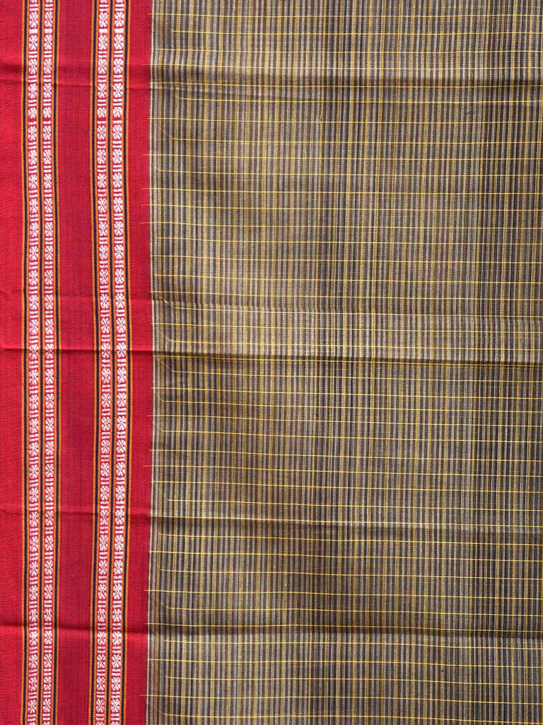 Sea Green and Red Narayanpet Cotton Handloom Saree with Strips Design No Blouse np1381