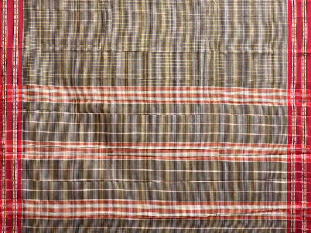 Sea Green and Red Narayanpet Cotton Handloom Saree with Strips Design No Blouse np1381