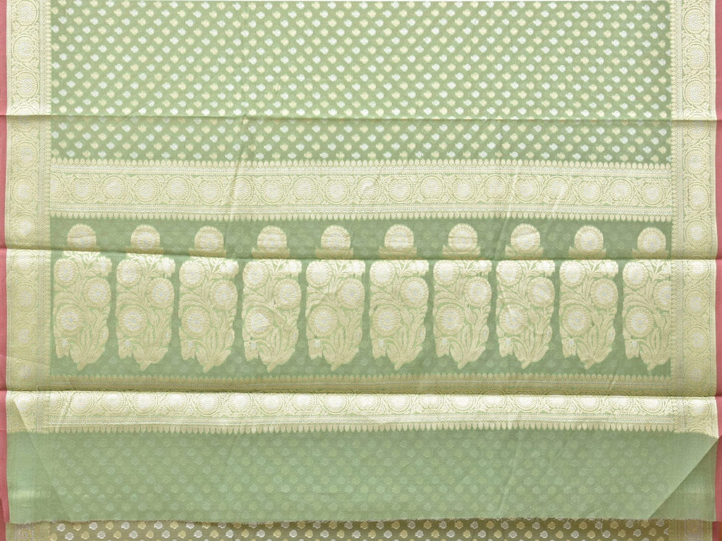 Sea Green Cut Work Cotton Silk Saree with All Over Banaras Design o0395