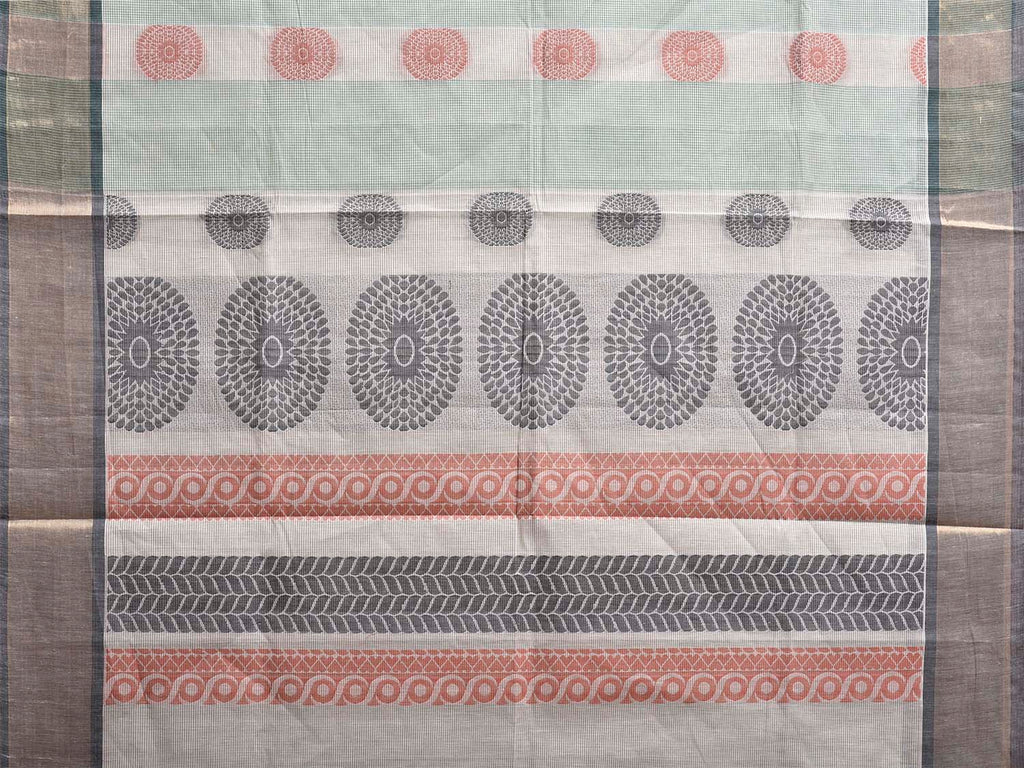 Sea Green Kanchipuram Cotton Saree with Chakra Buta and Pallu Design k0847