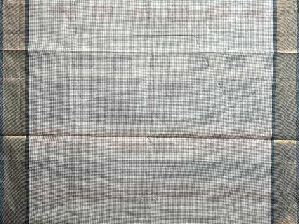 Sea Green Kanchipuram Cotton Saree with Chakra Buta and Pallu Design k0847