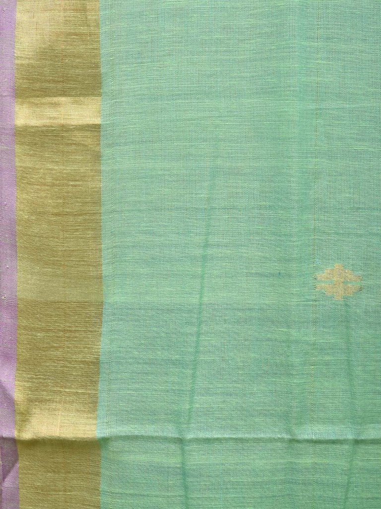 Sea Green Khadi Cotton Handloom Saree with Birds Pallu Design kh0639