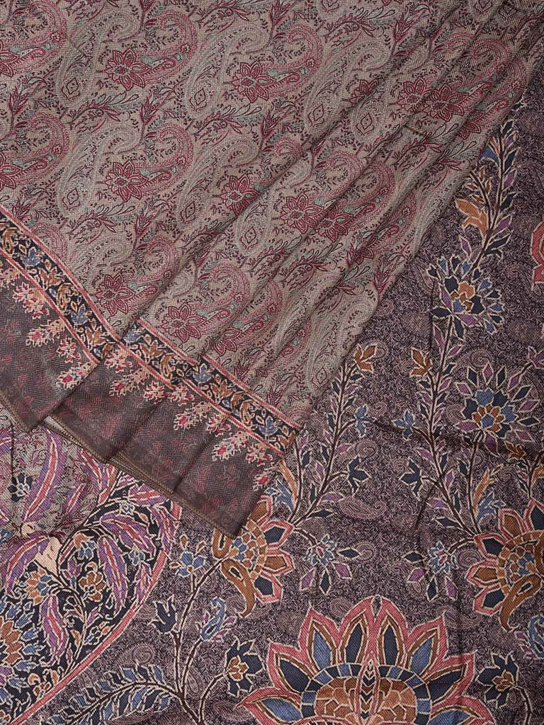 Sea Green Pashmina Print Viscose Saree with All Over Pasley Body and Pallu Design o0603