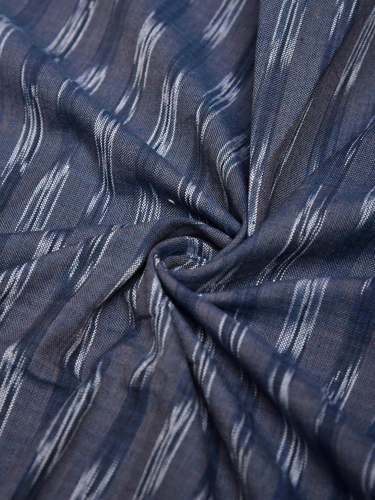 Teal and Grey and Red Pochampally Ikat Cotton 3mts Fabric with Strips Design f0308