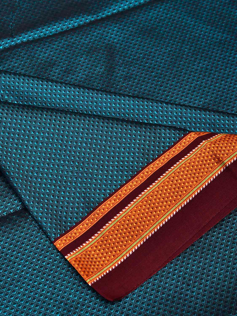Teal and Maroon Jacquard Viscose Blouse with Border Design Length 1mt Width 31 Inches BL0111