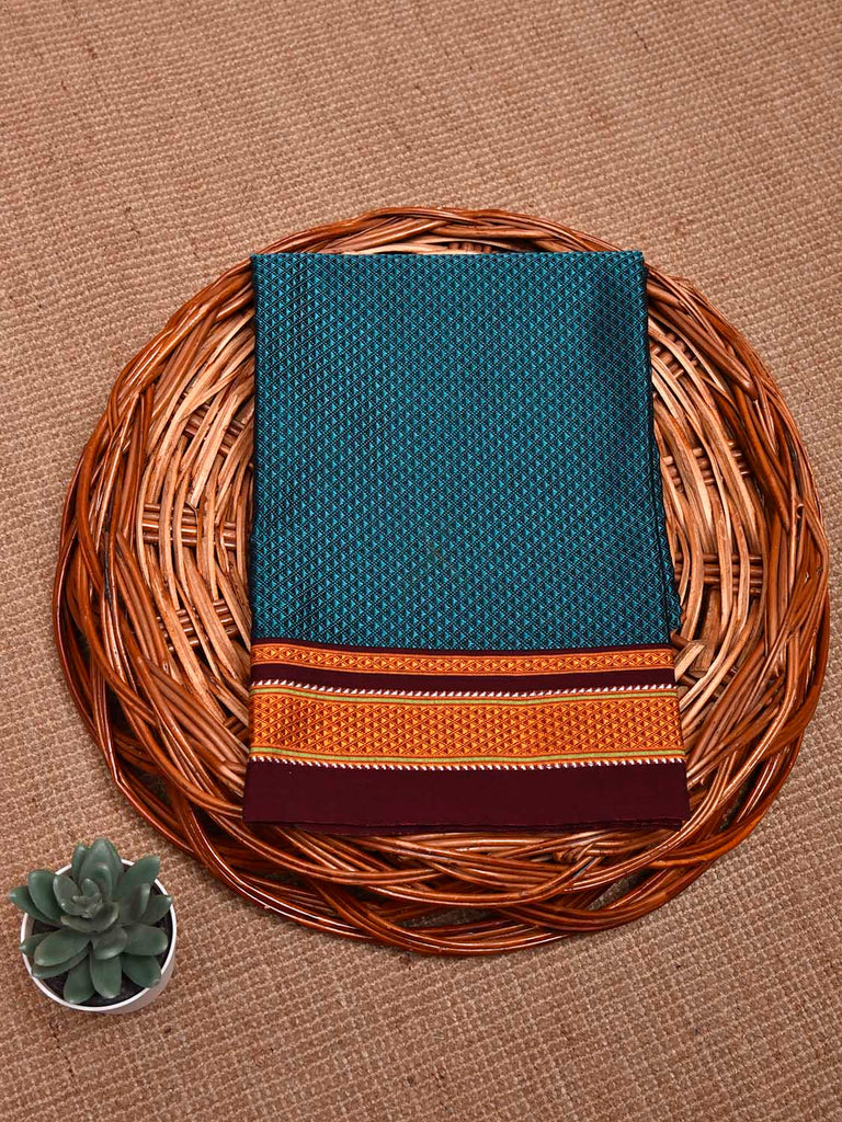 Teal and Maroon Jacquard Viscose Blouse with Border Design Length 1mt Width 31 Inches BL0111