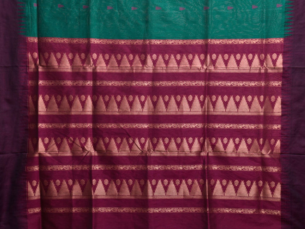 Teal and Purple Gadwal Cotton Viscose Saree with Temple Border Design g0467