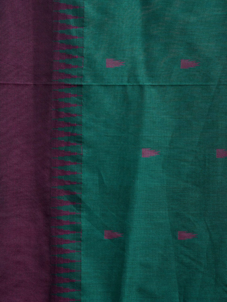 Teal and Purple Gadwal Cotton Viscose Saree with Temple Border Design g0467