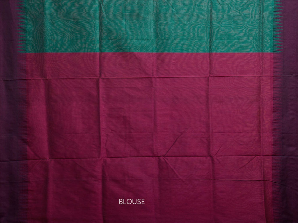 Teal and Purple Gadwal Cotton Viscose Saree with Temple Border Design g0467