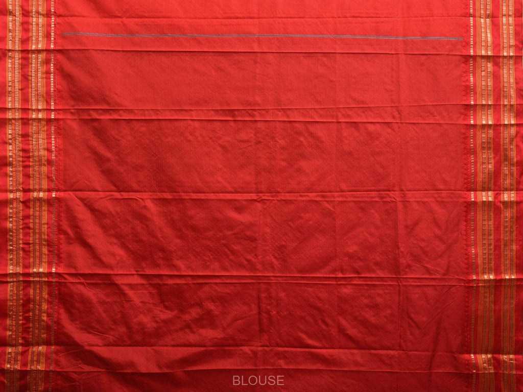 Teal and Red Narayanpet Silk Handloom Saree with Checks Design np0937