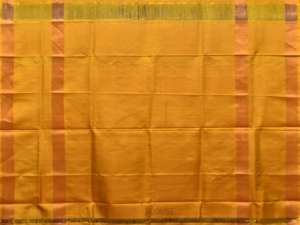 Teal and Yellow Uppada Silk Handloom Saree with Checks, Buta and Pallu Design u2080