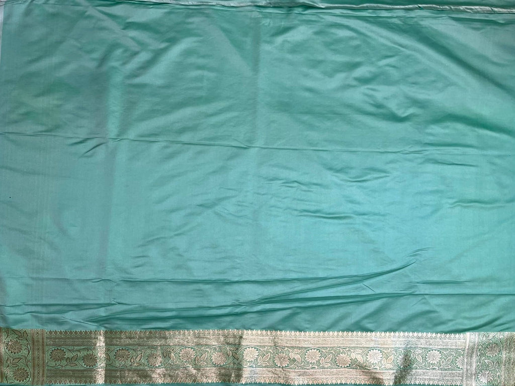 Teal Banaras Katan Silk Saree with Body Butti and Border Design b0411ds