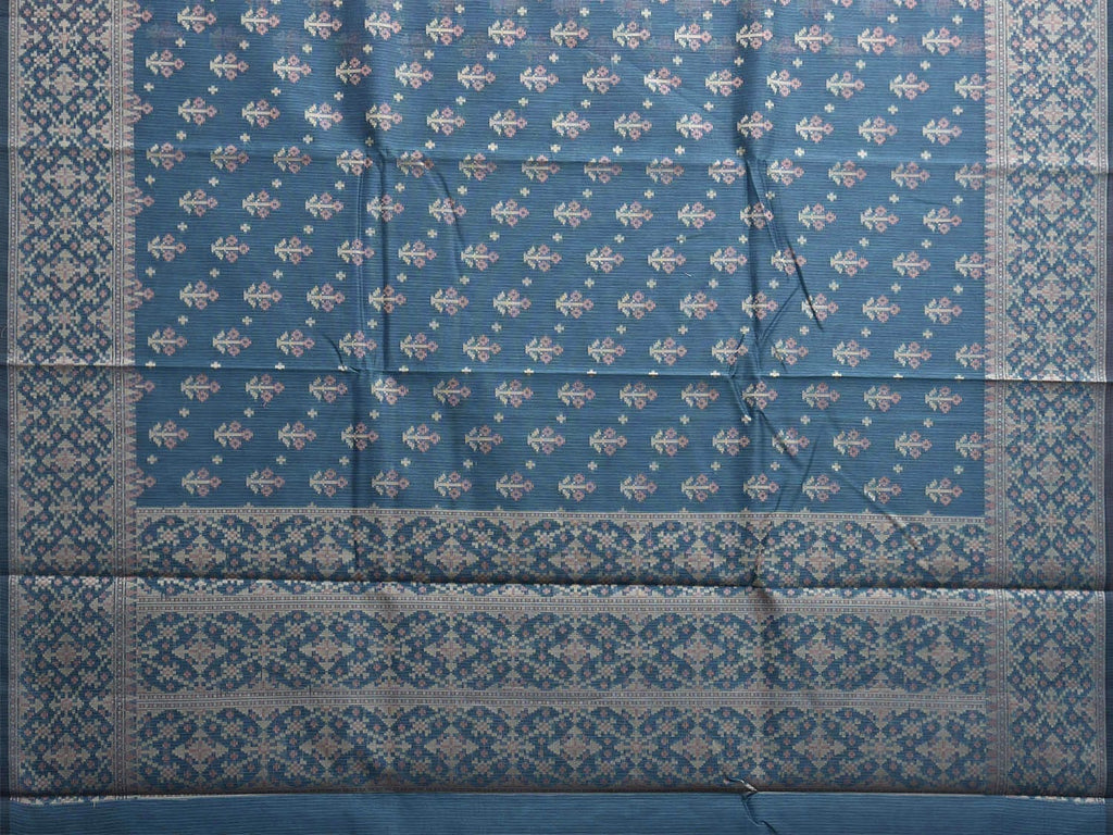 Teal Dhakai Jamdani Cotton Viscose Saree with Body Buta Pallu and Border Design dj0134