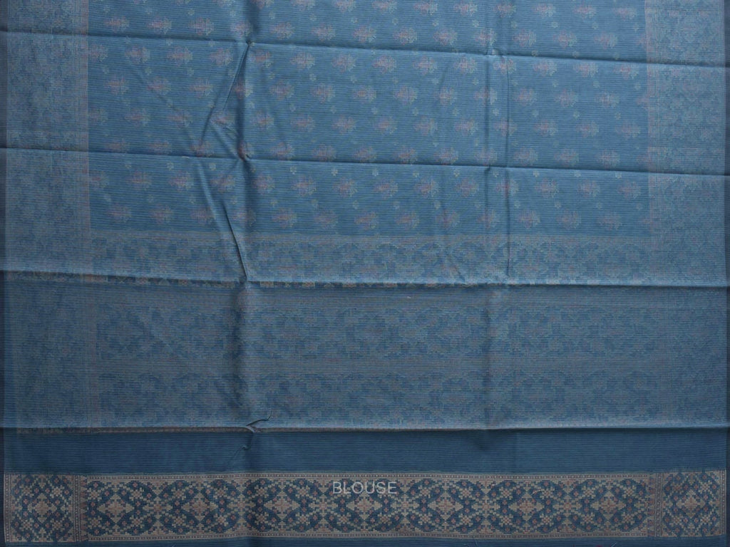 Teal Dhakai Jamdani Cotton Viscose Saree with Body Buta Pallu and Border Design dj0134