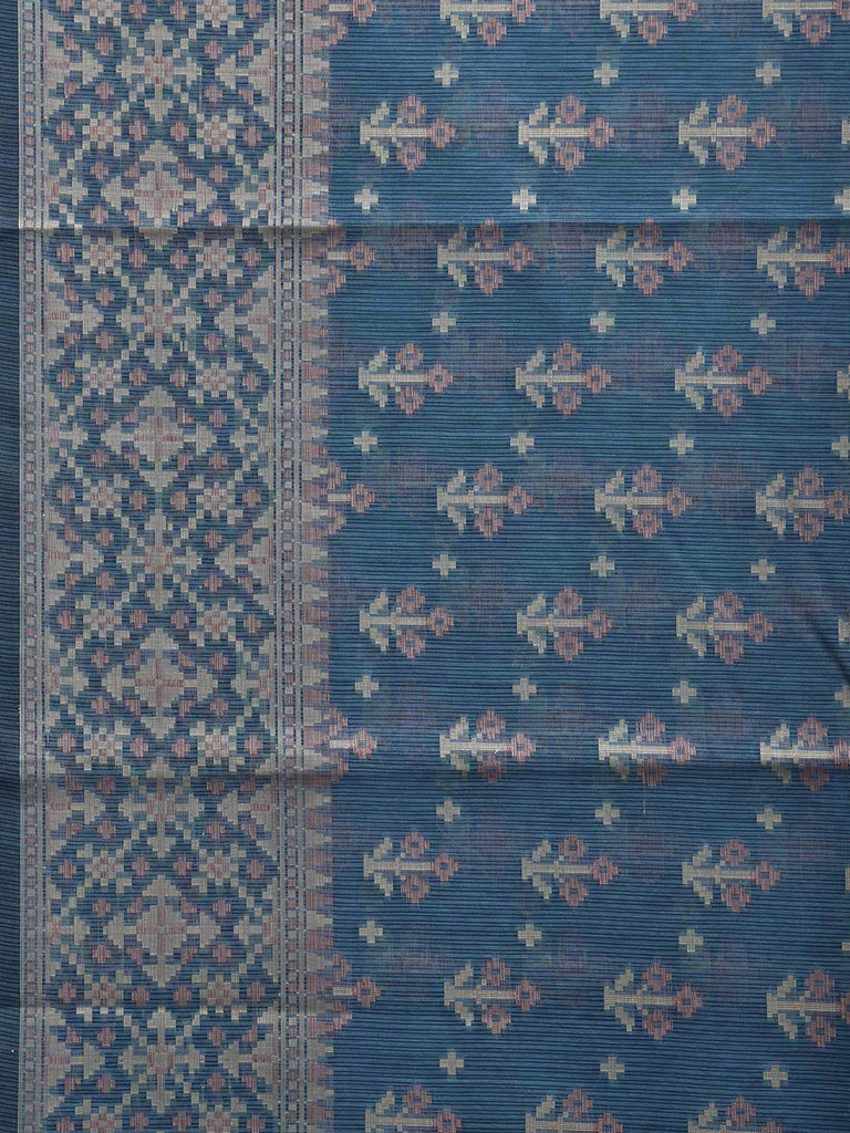 Teal Dhakai Jamdani Cotton Viscose Saree with Body Buta Pallu and Border Design dj0134