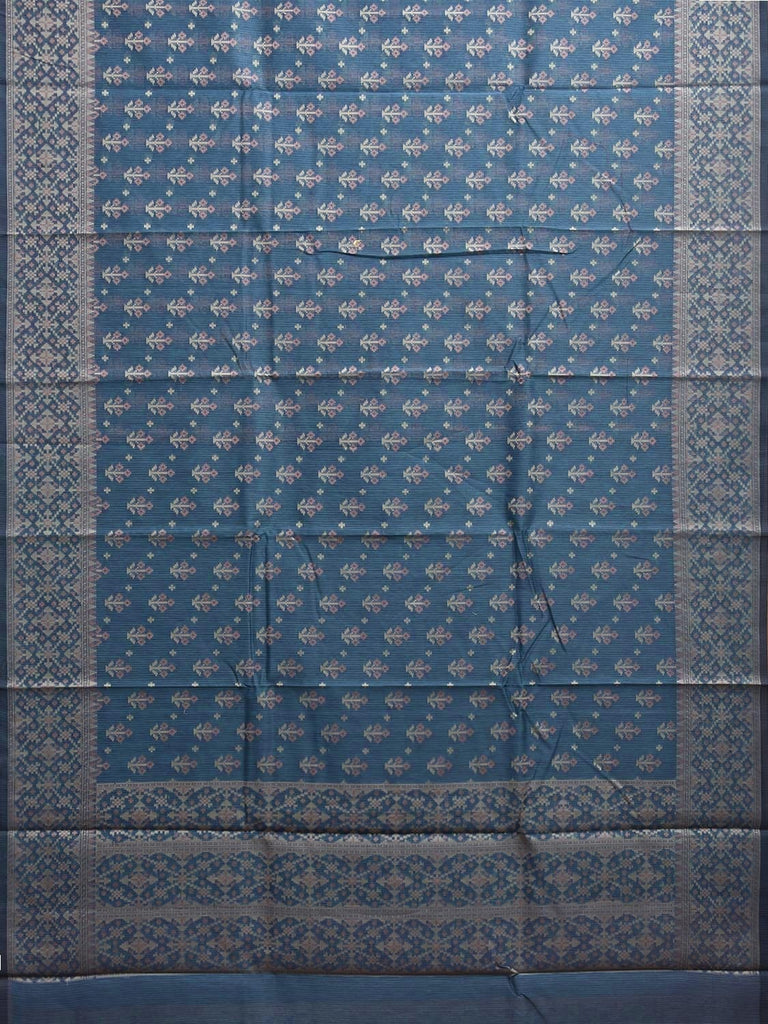 Teal Dhakai Jamdani Cotton Viscose Saree with Body Buta Pallu and Border Design dj0134