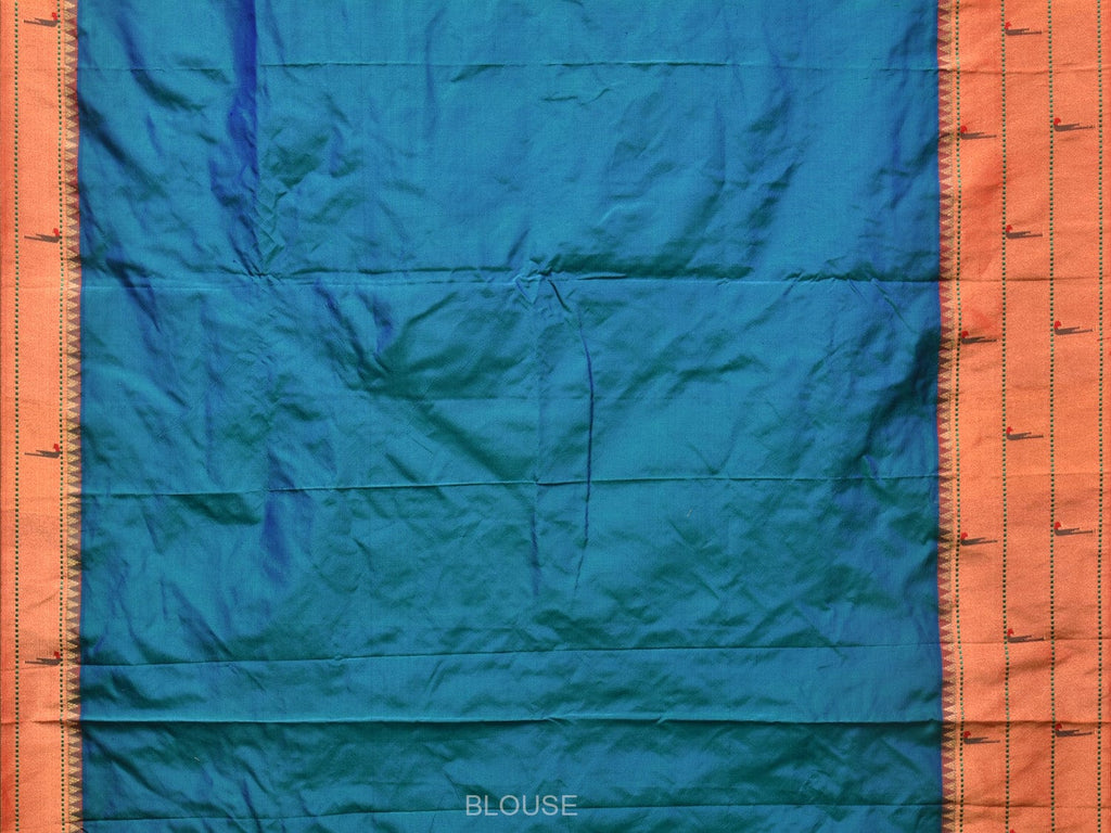 Teal Paithani Silk Handloom Saree with Triple Muniya Border Design p0489