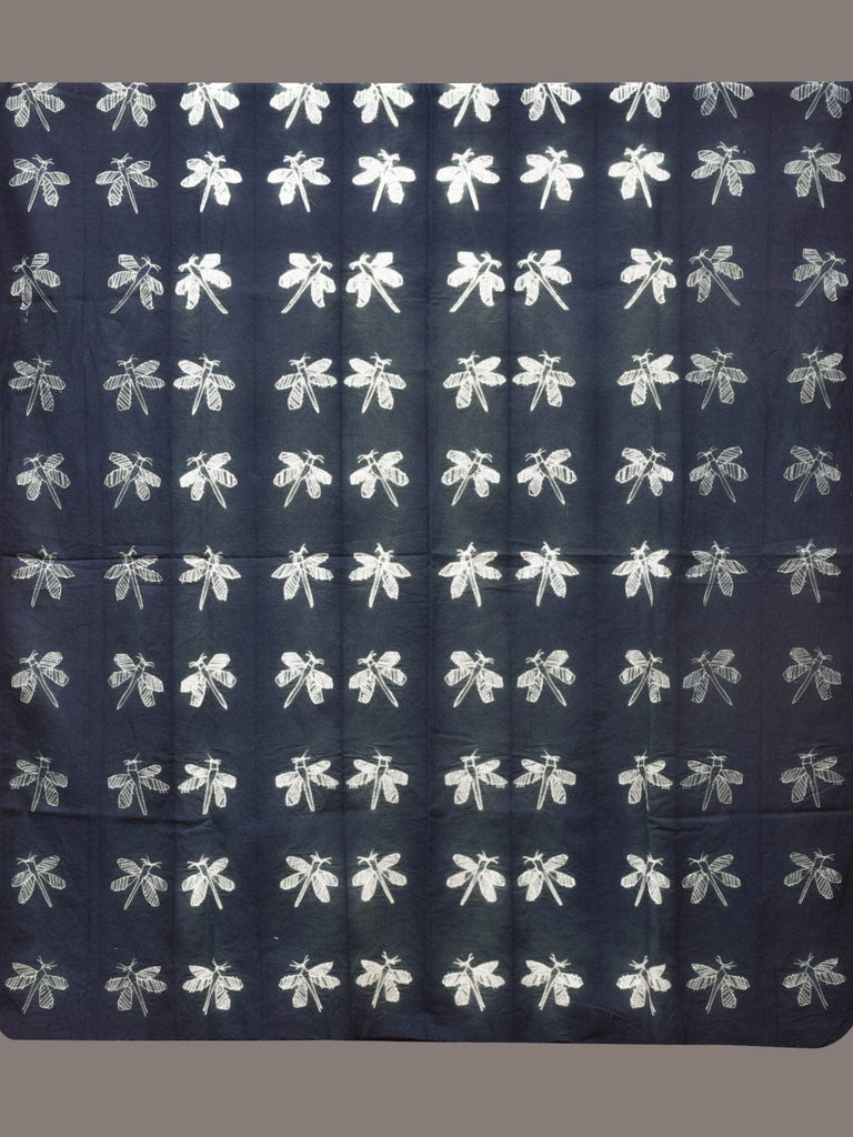 Teal Shibori Cotton Handloom Fabric with Dragonfly Design f0245