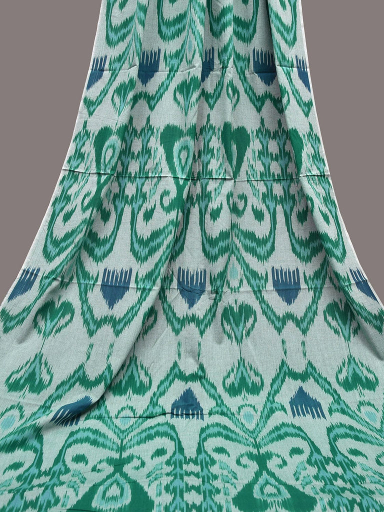 Turquoise and Blue Ikat Cotton Handloom 2.5mts Fabric with Uzbekistan Pattern Design f0262