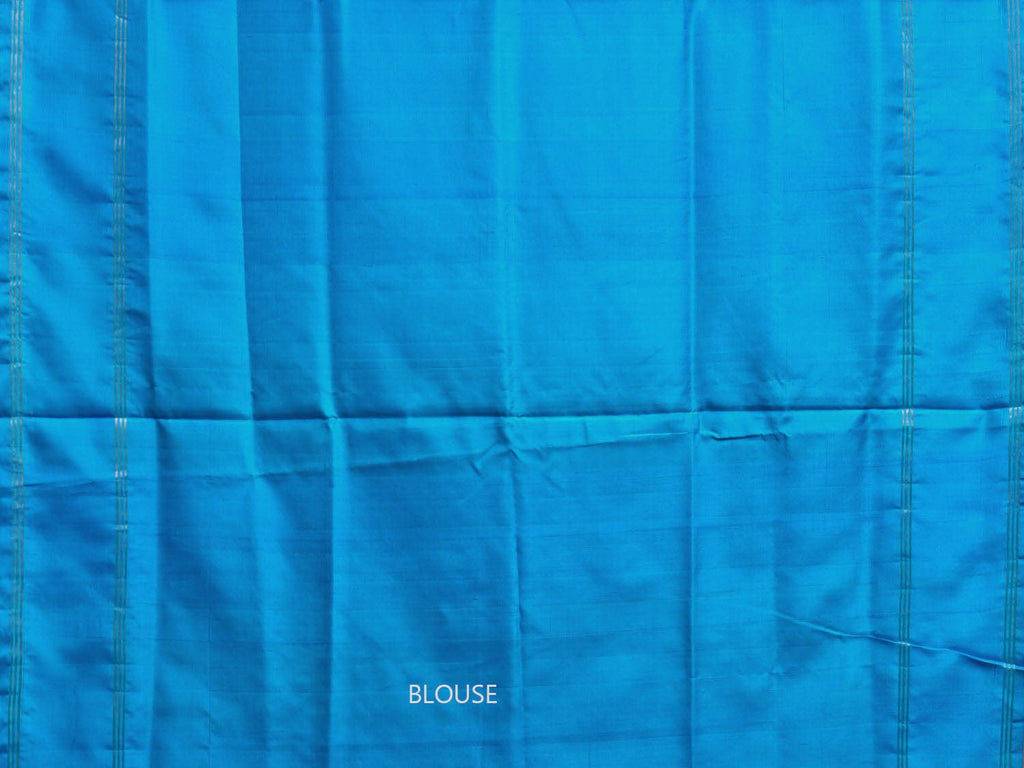 Turquoise and Blue Uppada Silk Handloom Plain Saree with Contrast Pallu Design u2357