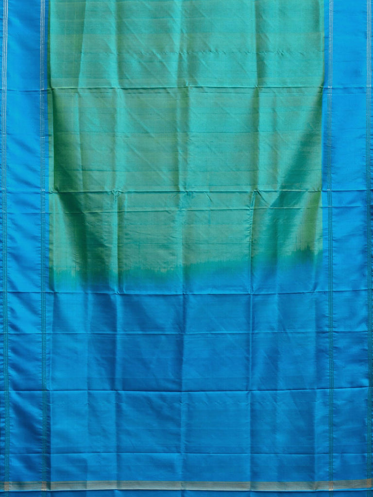 Turquoise and Blue Uppada Silk Handloom Plain Saree with Contrast Pallu Design u2357