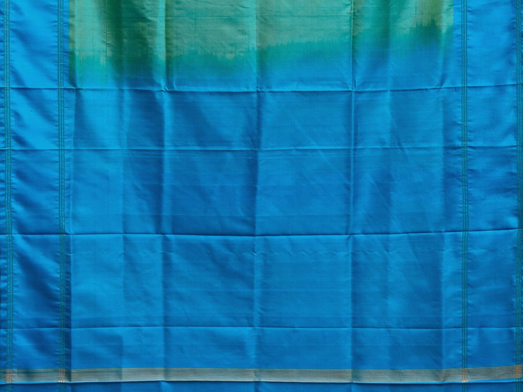 Turquoise and Blue Uppada Silk Handloom Plain Saree with Contrast Pallu Design u2357