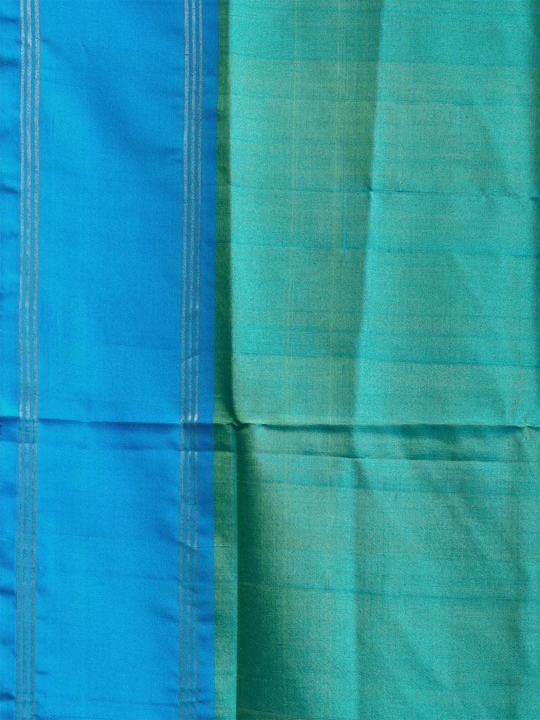 Turquoise and Blue Uppada Silk Handloom Plain Saree with Contrast Pallu Design u2357