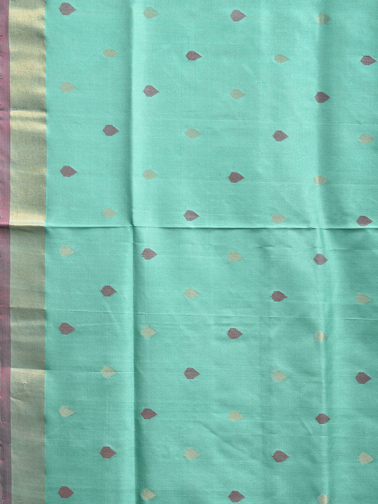 Turquoise and Pink Uppada Silk Handloom Saree with Buta and Pallu Design u2313