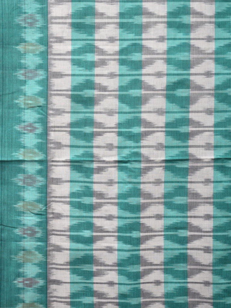 Turquoise Pochampally Ikat Cotton Handloom Saree with Strips Design No Blouse i0828