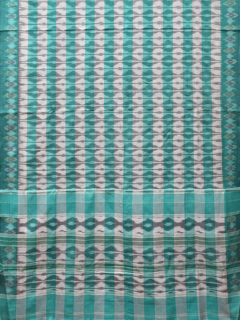 Turquoise Pochampally Ikat Cotton Handloom Saree with Strips Design No Blouse i0828